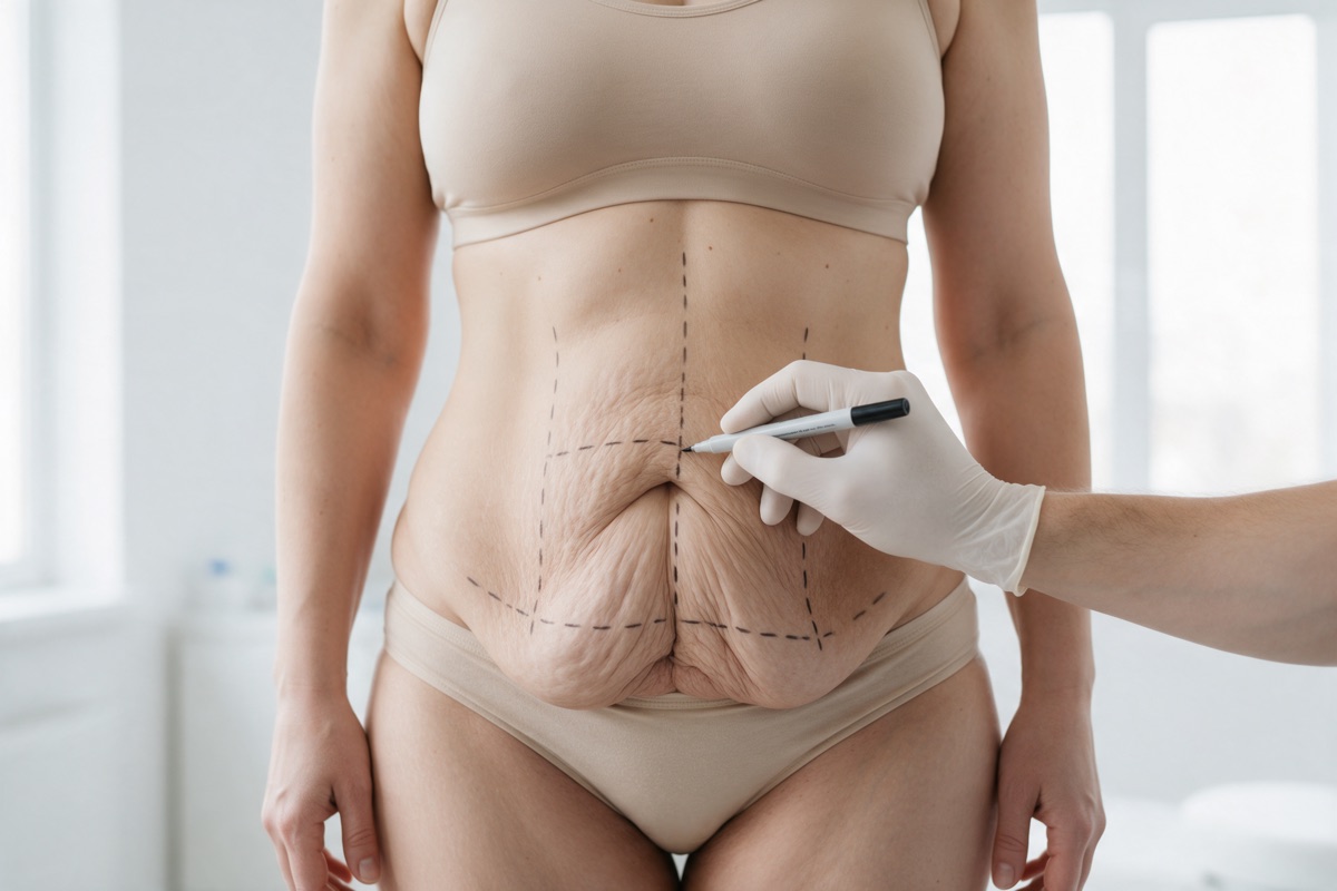 Abdominoplastia postbariátrica: marcación en consulta