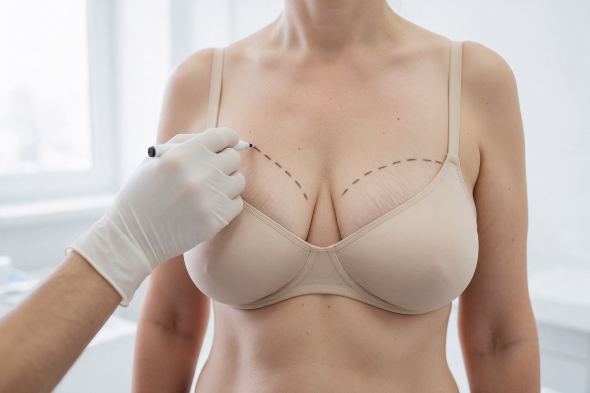 Mastopexia con implantes: marcación en consulta