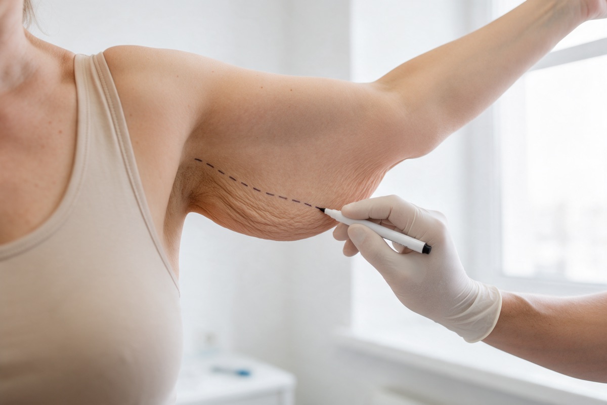 Braquioplastia: marcación del brazo en consulta